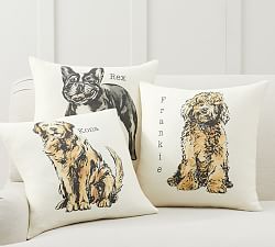 Personalized Dog Linen Pillow Cover