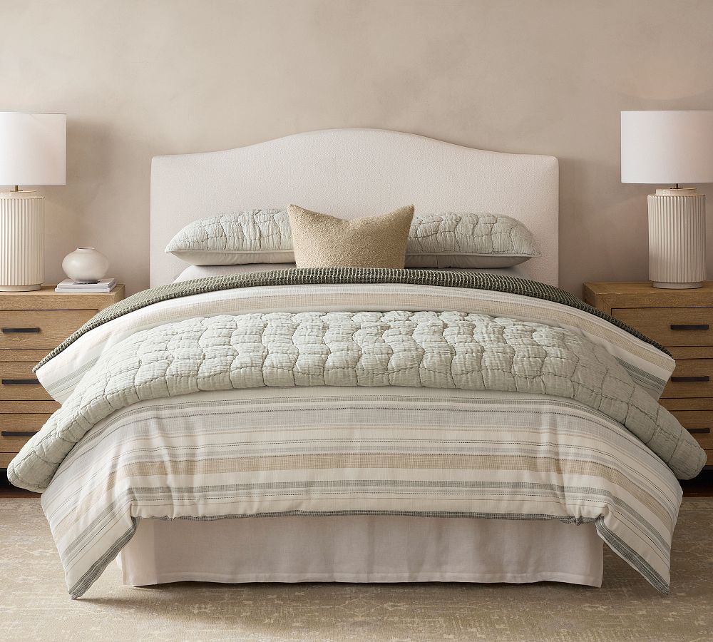 Raleigh Curved Upholstered Wall Mounted Headboard by Pottery Barn