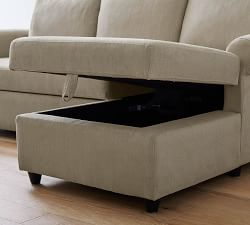 Sanford Roll Arm Trundle Chaise Sleeper Sectional (92")