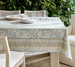 Brooke Block Print Cotton Tablecloth