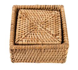 Tava Handwoven Square Coasters with Holder