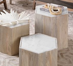 Montclaire Geometric Marble Accent Table (17")
