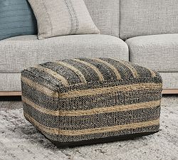Harlan Handwoven Striped Pouf