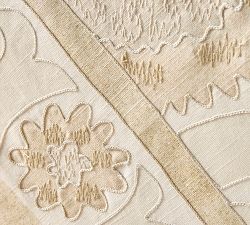 Alanya Suzani Embroidered Cotton Table Throw