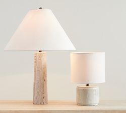 Damen Petite Travertine Table Lamp (9")