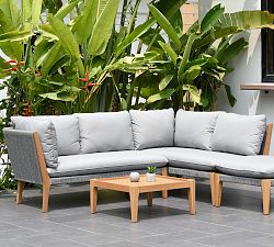 Winnipeg Eucalyptus Outdoor Sectional Set with Coffee Table