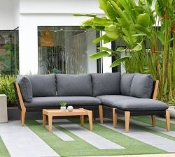 Winnipeg Eucalyptus Outdoor Sectional Set with Coffee Table