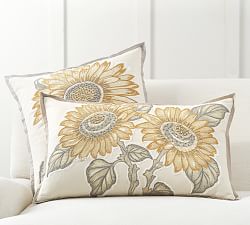 Sunflower Applique Lumbar Pillow Cover
