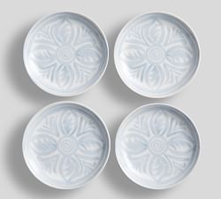 Chambray Tile Stoneware Appetizer Plates - Set of 4