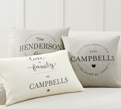 Personalized Love + Family Linen Pillow Cover