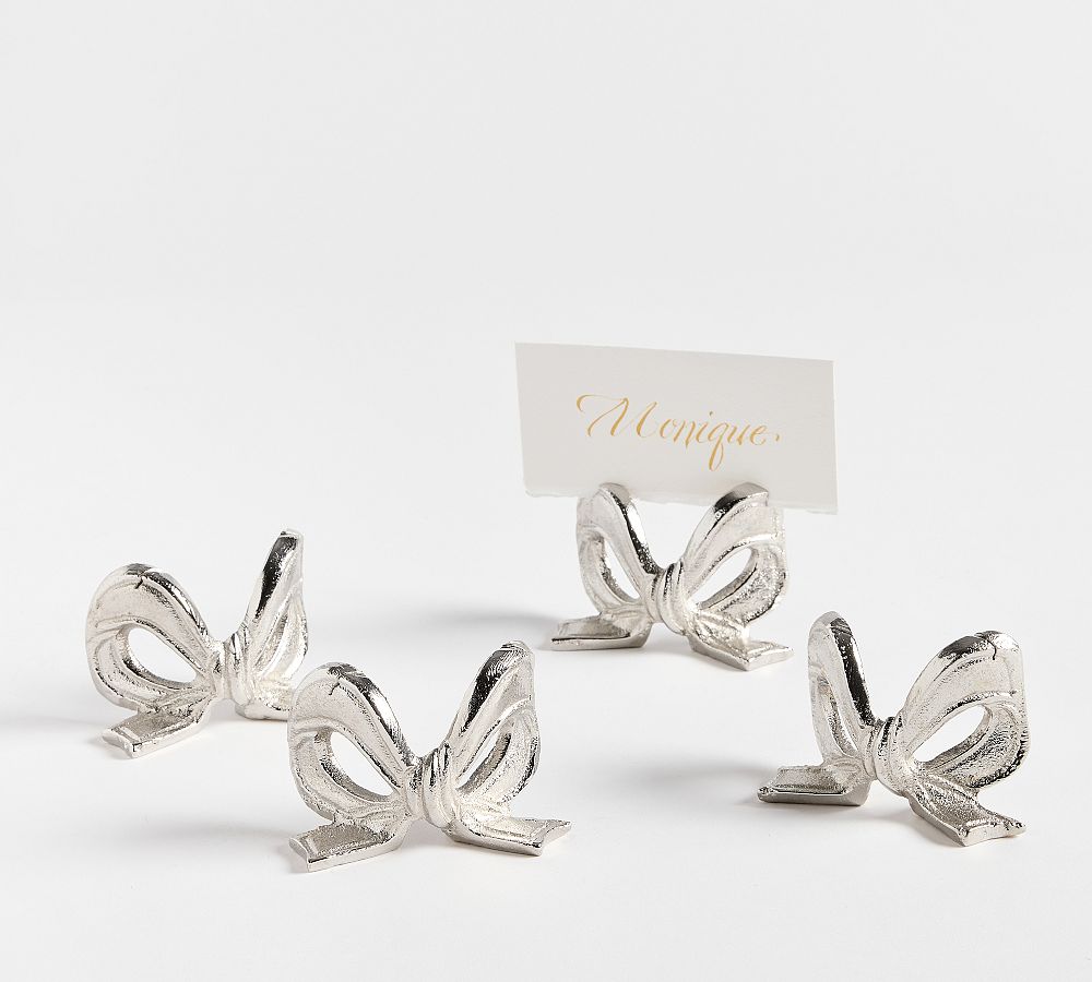 Monique Lhuillier Clara Bow Place Card Holders - Set of 4 - Set of 4 - Silver