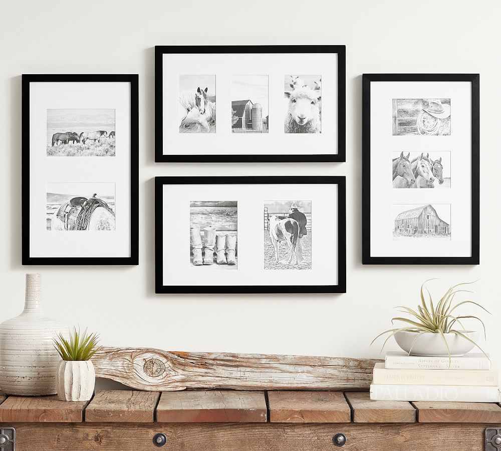 Wood Gallery Frames - 11"x18" Overall (2 Multi, 3 Multi Opening) - Black