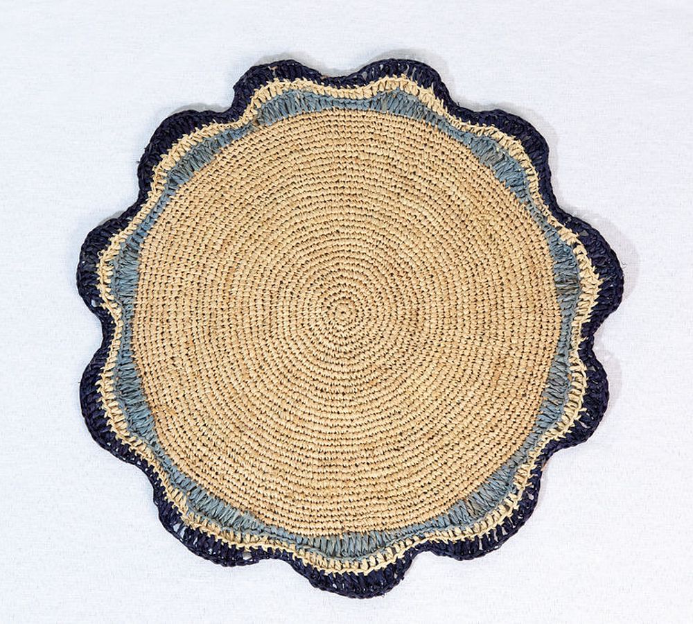 Anina Round Placemat, Set of 4 - Set of 4 - Navy/ Blue
