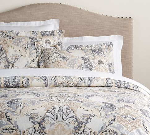 Celeste Damask Percale Duvet Cover