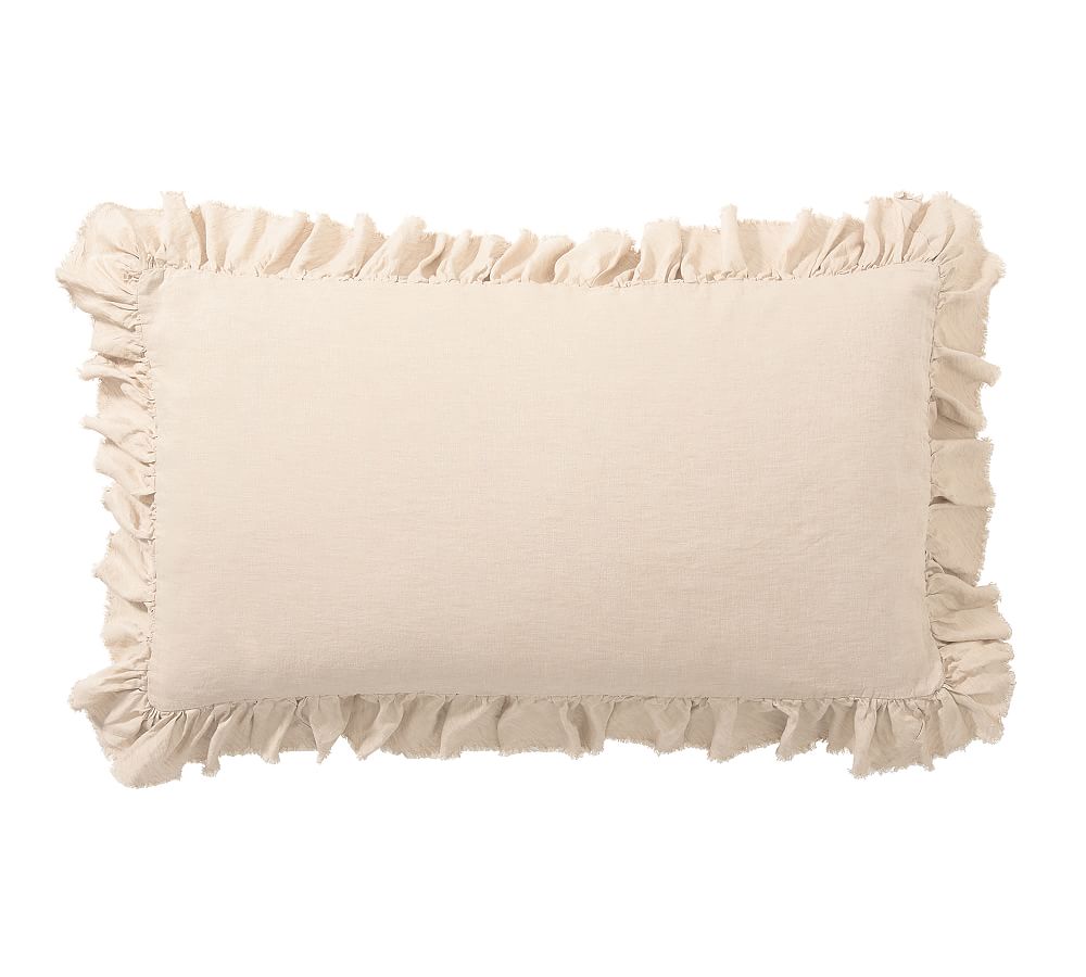 Belgian Flax Linen Fringe Ruffle Sham - Rosewater, King, Set of 2