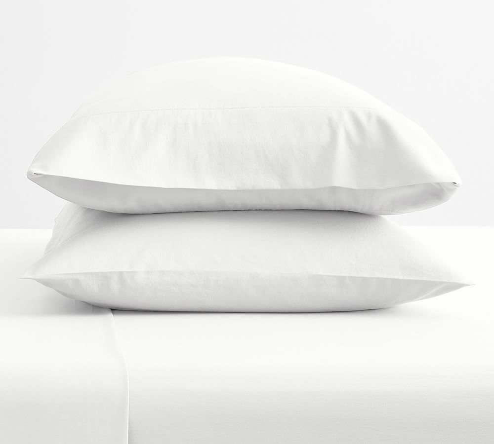 Dream Brushed Organic Cotton Sateen Pillowcases - Set of 2 - White, Standard, Set of 2