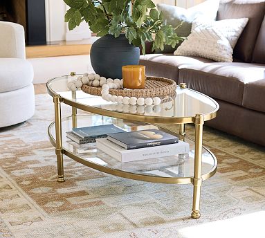 Pottery Barn Everson Oval Glass Coffe...