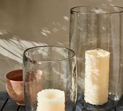 Hammered Glass Hurricane Candle Holder