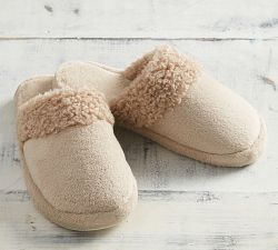 Teddy Faux Fur Trim Slippers