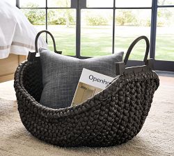 Beachcomber Handwoven Seagrass Wood-Handled Basket