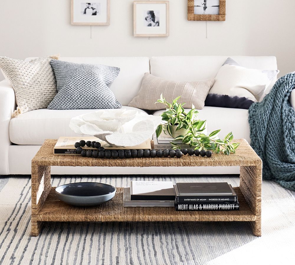 Malibu Rectangular Woven Coffee Table (48") by Pottery Barn