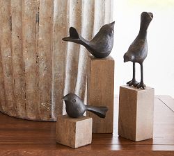 Decorative Birds on Wooden Stand