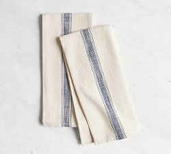French Striped Organic Cotton Grain Sack Tea Towels - Set of 2