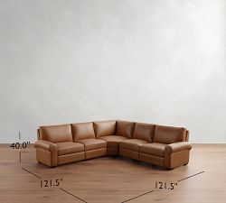 Big Sur Roll Arm Leather Power Reclining L-Shaped Sectional (122"-134")