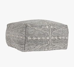 Shana Handwoven Outdoor Pouf, 24" x 24" x 12", Gray Multi