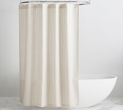 Belgian Flax Linen Striped Shower Curtain