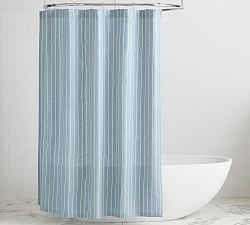 Belgian Flax Linen Striped Shower Curtain