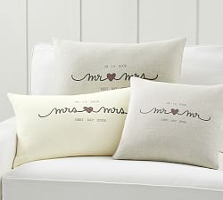 Personalized Wedding Linen Pillow Cover
