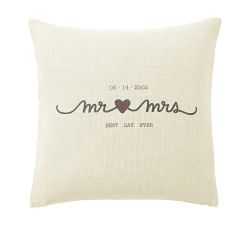 Personalized Wedding Linen Pillow Cover