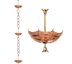 Umbrella Shaped Copper Rain Chain, 8.5'