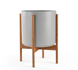 Modern Ceramic Planters with Wooden Stand