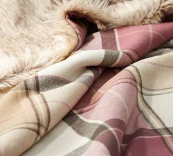 Heath Plaid Faux Fur Back Throw