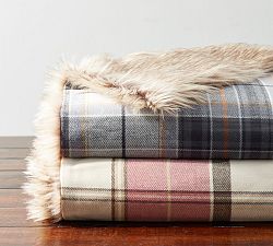 Heath Plaid Faux Fur Back Throw