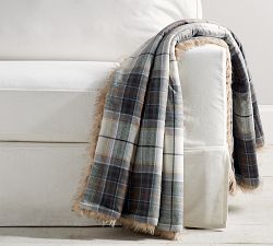 Heath Plaid Faux Fur Back Throw