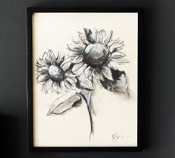 Charcoal Sunflower Sketch by The Artists Studio