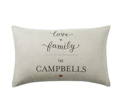 Personalized Love + Family Linen Pillow Cover