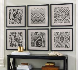 Gray Ikat Framed Prints