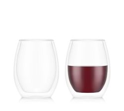 Bodum Skal Double Wall Merlot Stemless Glass - Set of 2