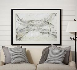 Gray Brushstrokes Abstract Framed Print