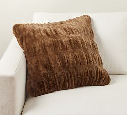 Open Box: Ruched Faux Fur Pillow (20") - Tobacco