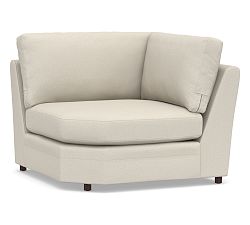 Open Box: Pearce Modern Upholstered Wedge - Sunbrella® Performance Slub Tweed Pebble, Espresso