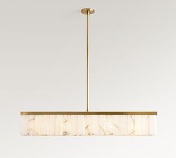 Open Box: Windham Alabaster Linear Chandelier (49") - Tumbled Brass