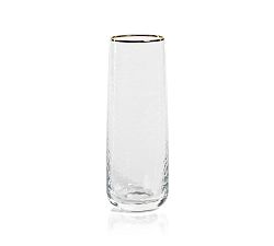 Hammered Gold Rim Stemless Champagne Flutes - Set of 4