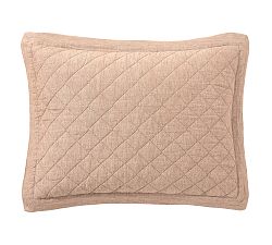 Open Box: Belgian Flax Linen Diamond Quilted Sham, Standard, Set of 2 - Rosewood Blush