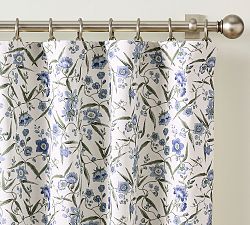 Open Box: Iris Floral Blackout Curtain, 50"W x 108"L - Blue Multi