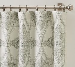 Open Box: Sonya Medallion Blackout Curtain, 50"W x 108"L - Gray